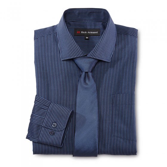 Set van overhemd en stropdas M | Blauw-gestreept