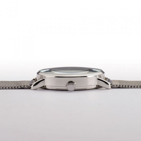 zilveren Milanese horloge 